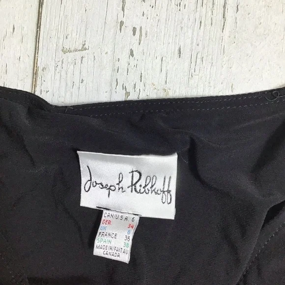 Joseph Ribkoff Black Midi Ruffle Ruched Dress Size 6​​​ - Picture 5 of 5